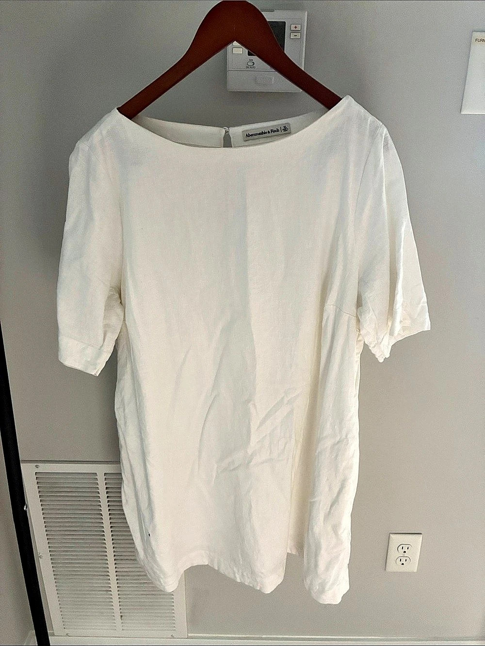 Abercrombie & Fitch White Short Sleeve Linen/Cotton Dress